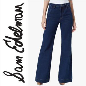 NWT Sam Edelman Women's Bay Blue High Rise Flared-Leg Trouser Jeans 31